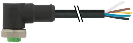 Mini (7/8) 5 pole, Female 90° w/ Cable 